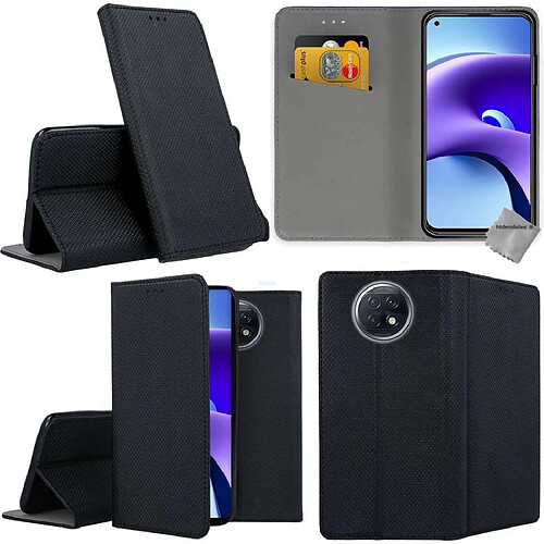 Htdmobiles Housse etui portefeuille avec coque intérieure en silicone pour Xiaomi Redmi Note 9T 5G + film ecran - NOIR MAGNET