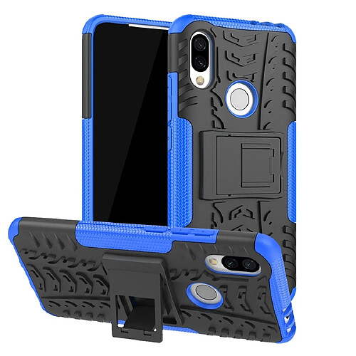 Wewoo Coque Renforcée Pneu Texture TPU + PC Housse de protection antichoc pour Xiaomi Redmi 7 avec support bleu