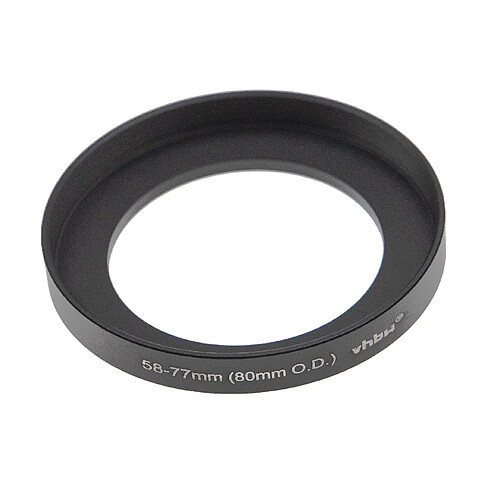 vhbw Bague d'adaptation de filtre Step-Up de 58 mm vers 77 mm compatible avec boîte mate (matte box) 80 mm O.D. - Adaptateur, aluminium, noir-mat