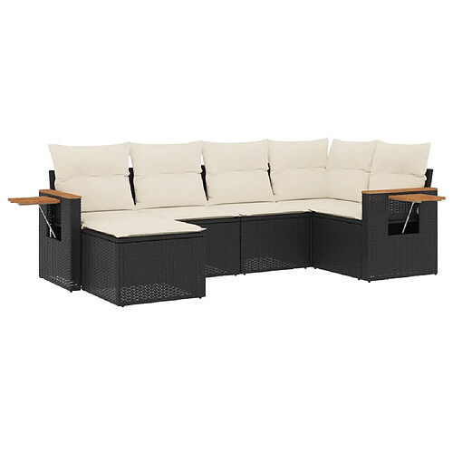 Maison Chic Salon de jardin 6 pcs avec coussins | Ensemble de Table et chaises | Mobilier d'Extérieur noir résine tressée -GKD91262