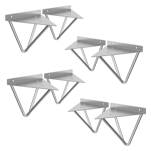 ML DESIGN MODERN LIVING 8x Support étagère d'angle triangle en métal gris avec vis 160 mm fixation mural