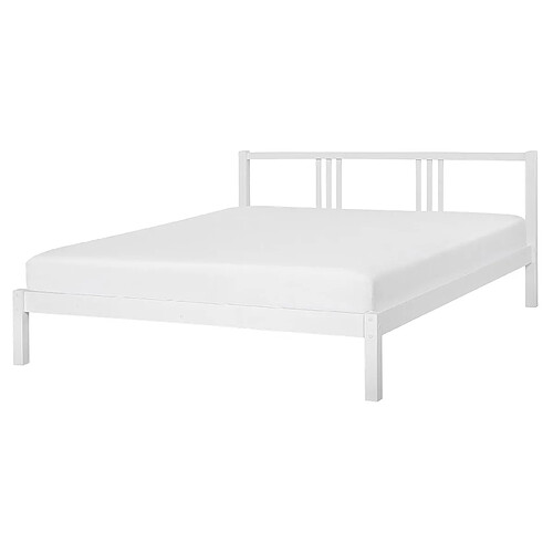 Beliani Lit double en bois blanc 160 x 200 cm VANNES