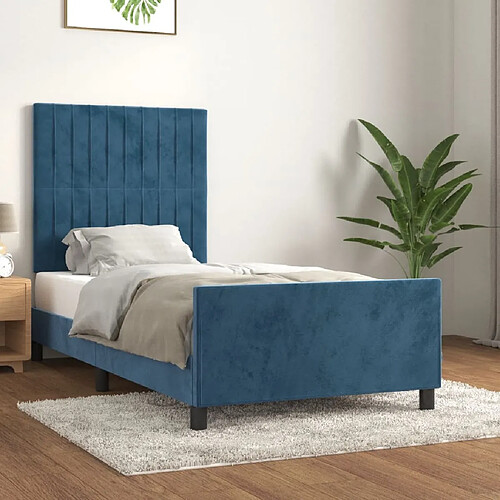 Maison Chic Lit adulte - Cadre Structure de lit avec tête de lit Contemporain Bleu foncé 80x200 cm Velours -MN99243