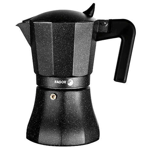 Cafetière Expresso Italienne en Aluminium, 3 Tasses de Café, Vitrocérame, Gaz, , Noir, FAGOR, Tiramisú