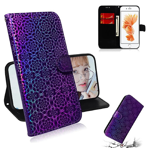 Wewoo Housse Coque Pour iPhone 6 & 6s Couleur Pure Coloré Boucle Magnétique Fermeture Horizontale Étui en cuir avec support et fentes cartes et portefeuille et lanière Violet