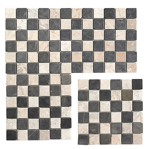 Pegane Carrelage de mosaïque (Boite de 1m²) / Plaque mosaïque mur et sol en marbre naturel coloris noir et blanc mat- 30 x 30 cm