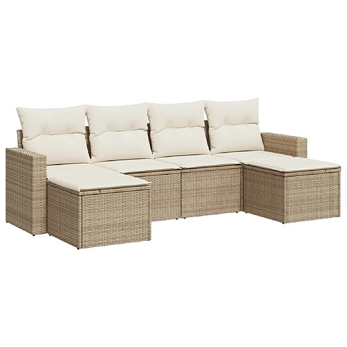 Maison Chic Salon de jardin avec coussins 6 pcs | Ensemble de Table et chaises | Mobilier d'Extérieur beige résine tressée -GKD86945