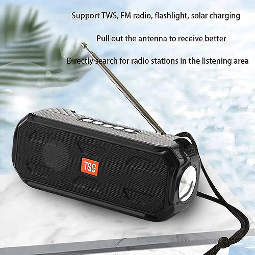 Universal Bluetooth compatible en haut-parleur extérieur portable stéréo basse de musique stéréo basse TWS prend en charge TF / FM Radio / USB / AUX avec lampe de poche