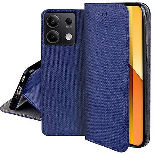 Htdmobiles Housse etui portefeuille avec coque interieure en silicone pour Xiaomi Redmi Note 13 5G + film ecran - BLEU MAGNET