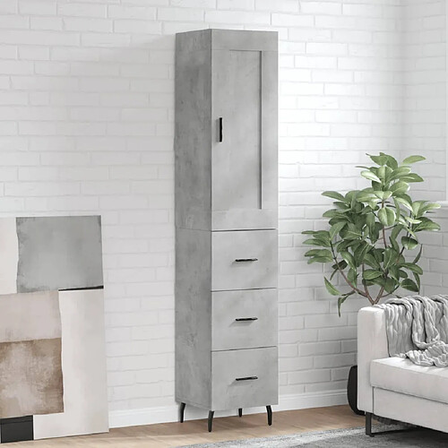 vidaXL Buffet haut Gris béton 34,5x34x180 cm Bois d'ingénierie