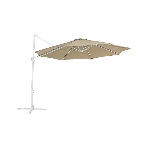 Beliani Parasol en porte-à-faux taupe et blanc d 2,95 m SAVONA II