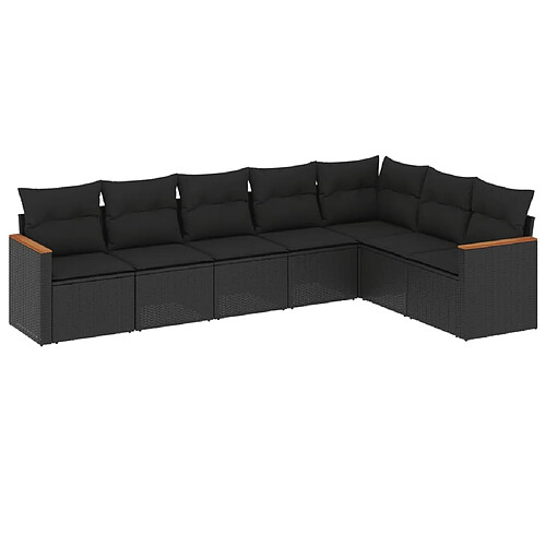 Maison Chic Ensemble Tables et chaises d'extérieur 7pcs avec coussins,Salon de jardin noir résine tressée -GKD118668