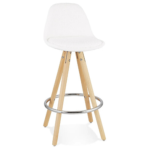 Alterego Tabouret snack mi-hauteur 'FLORENCE MINI' en tissu bouloché blanc style scandinave