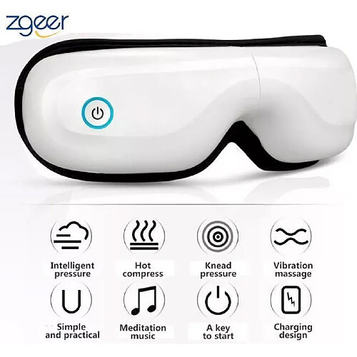 Zgeer Masseur des Yeux Appareil de Massage Oculaire avec Fonction de Chauffage Musique Compression d'Air pour Migraine Anti Cernes et Rela