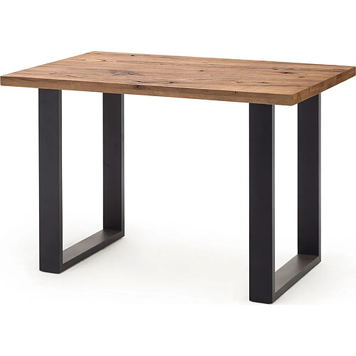 Pegane Table haute en chêne bassano et métal laqué anthracite - Longueur 160 x Hauteur 107 x Profondeur 100 cm