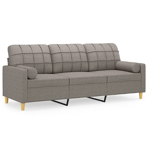 Maison Chic Canapé 3 places avec oreillers,Sofa de Salon,Canapé droit décoratifs taupe 180 cm tissu -GKD813038