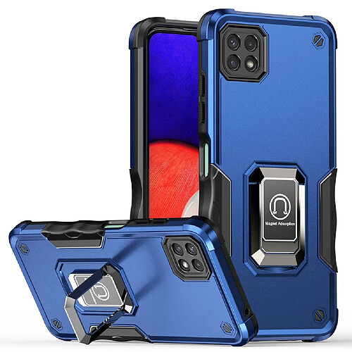 Coque en TPU antichoc avec béquille bleu pour votre Samsung Galaxy A22 5G (EU Version)