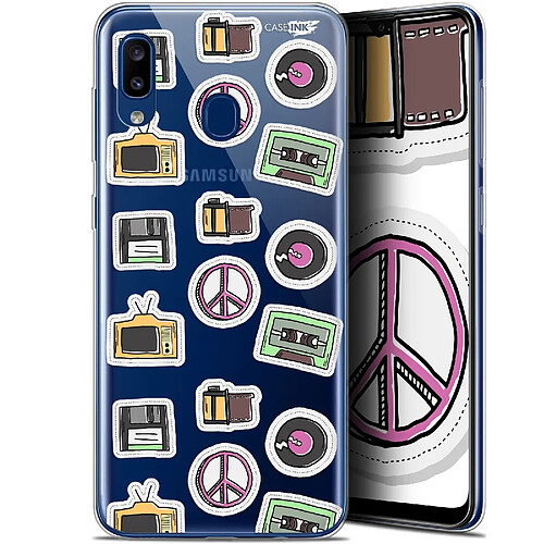 Caseink Coque arrière Samsung Galaxy A20 (6.4 ) Gel HD [ Nouvelle Collection - Souple - Antichoc - Imprimé en France] Vintage Stickers