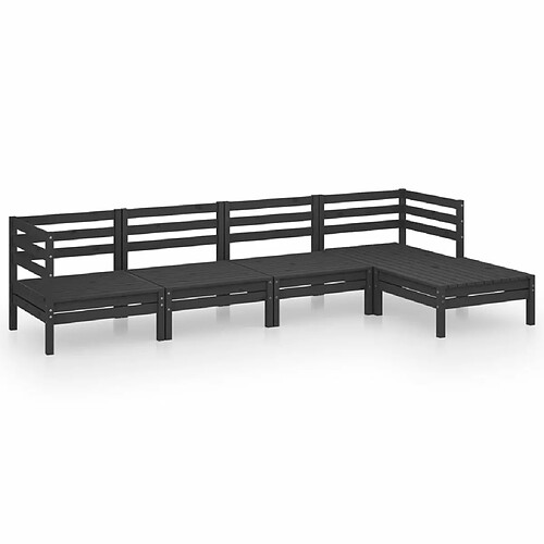 Maison Chic Salon de jardin 5 pcs - Table et chaises d'extérieur - Mobilier/Meubles de jardin Moderne Bois de pin massif Noir -MN94987