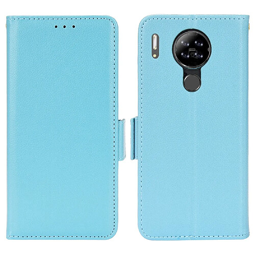 Etui en PU texture litchi, magnétique avec support, bleu clair pour votre Blackview A80/A80S