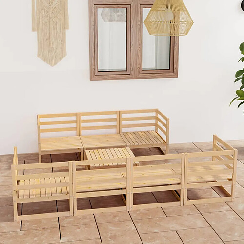 vidaXL Salon de jardin 8 pcs bois de pin massif