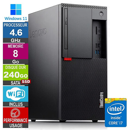 Lenovo M920t i7-8700 4.60GHz 8Go/240Go SSD Wifi W11 · Reconditionné