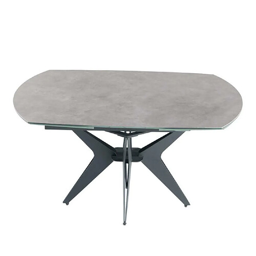 Inside 75 Table de repas extensible BOOMERANG 160/228 x 95 cm plateau céramique ciment pied acier noir