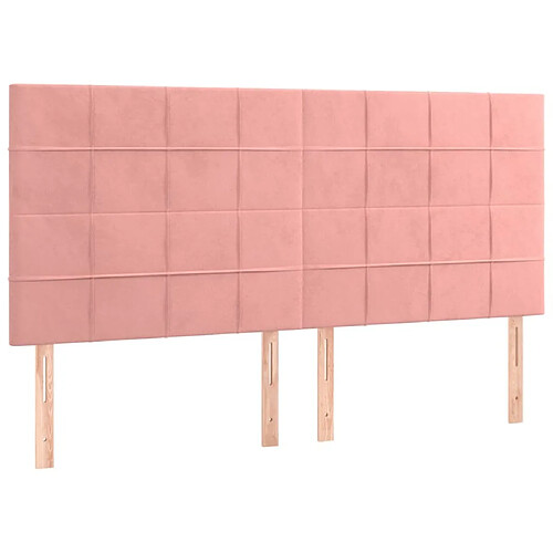 Maison Chic Lot de 4 Têtes de lit design pour chambre - Décoration de lit Rose 100x5x78/88 cm Velours -MN76182