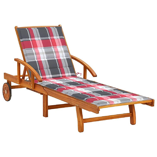 Maison Chic Chaise longue de jardin, Transat, Bain de Soleil avec coussin Bois d'acacia solide