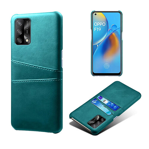 Coque en TPU + PU avec double porte-cartes vert pour votre Oppo A74 4G/F19