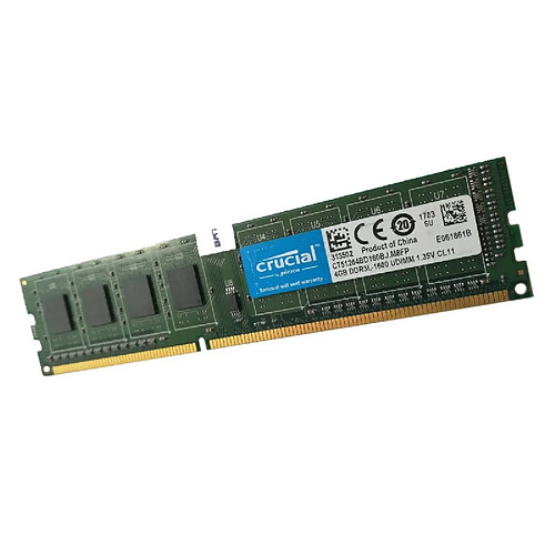 4Go RAM Crucial CT51264BD160BJ.M8FP 240-Pin DDR3 PC3L-12800U 1Rx8 1.35v CL11 · Occasion