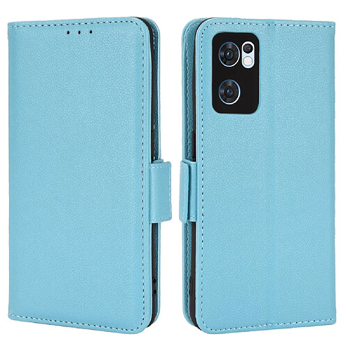 Etui en PU texture litchi avec support, bleu clair pour votre Oppo Reno7 5G (Global)/Find X5 Lite