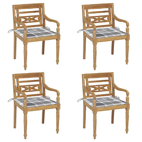 Maison Chic Lot de 4 Chaises Batavia avec coussins | chaises Relax Bois de teck solide -GKD98066