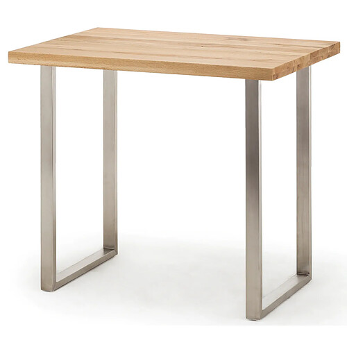 Pegane Table haute en chêne sauvage et métal laqué anthracite - Longueur 120 x Hauteur 107 x Profondeur 80 cm