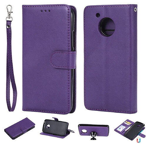 Wewoo Housse Coque Pour Motorola Moto G5 Étui de protection à rabat horizontal de couleur unie avec support et fentes cartes et portefeuille et cadre photo et lanière violet