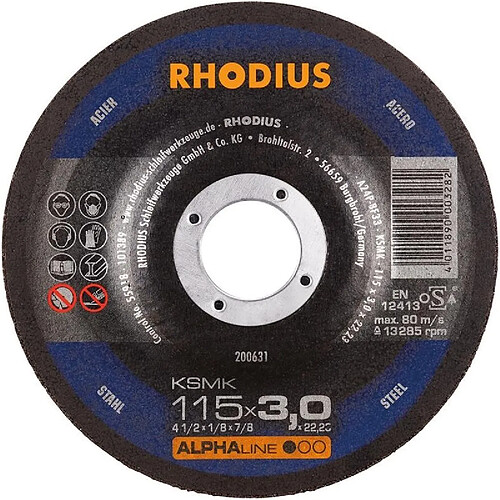 Disque de coupe KSMK 115 x 3,0mm coudé Rhodius(Par 25)