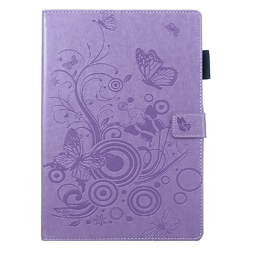 Etui en PU papillon avec support violet pour votre Apple iPad 10.2 (2019)