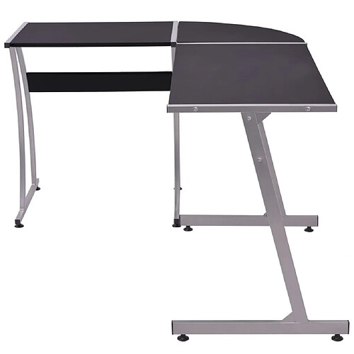 Maison Chic Bureau solide,Table de travail,Bureau d'ordinateur d'angle en forme de L Noir -GKD80594