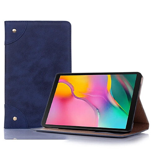 Wewoo Housse Coque Étui en cuir avec rabat horizontal de style livre rétro fentes pour cartes et porte-cartes portefeuille Galaxy Tab A 8.0 2019 bleu foncé