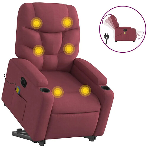 Maison Chic Fauteuil Relax pour salon, Fauteuil inclinable de massage électrique Rouge bordeaux Tissu -GKD49067