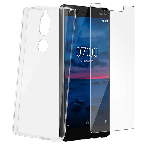 Avizar Pack Protection 360° Nokia 7 Coque gel transparente + film verre trempé