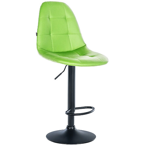 Decoshop26 Tabouret de bar x1 avec repose-pieds hauteur réglable pivotant assise en PVC vert cadre métallique noir 10_0004816