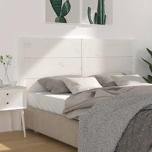 vidaXL Tête de lit Blanc 146x4x100 cm Bois massif de pin