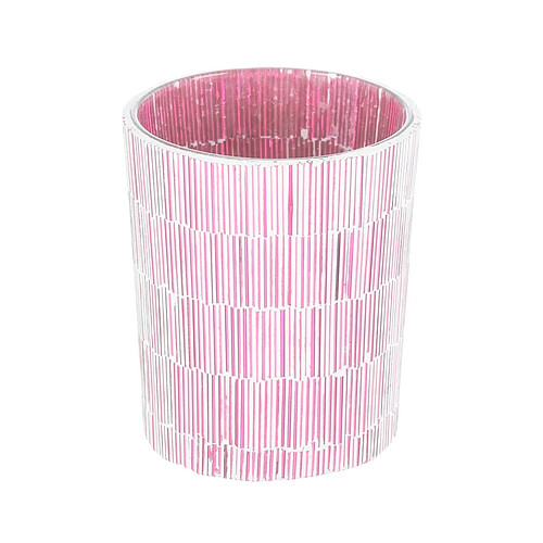 BigBuy Home Bougeoir Rose Verre Ciment 10 x 10 x 13 cm