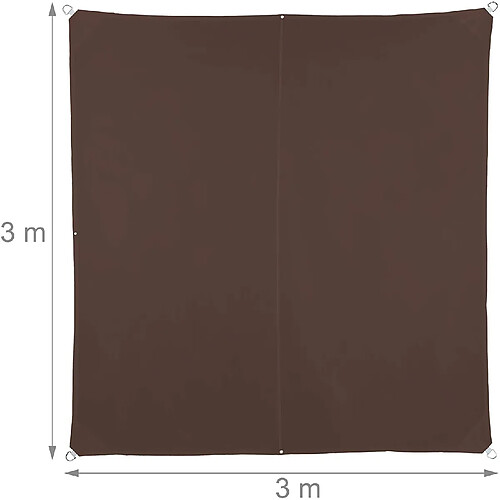 Helloshop26 Voile d'ombrage carré 3 x 3 m brun 13_0002928_2