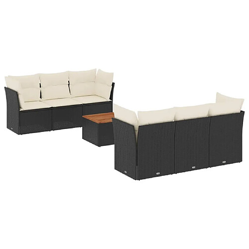 Maison Chic Ensemble Tables et chaises d'extérieur 7pcs avec coussins,Salon de jardin noir résine tressée -GKD110473