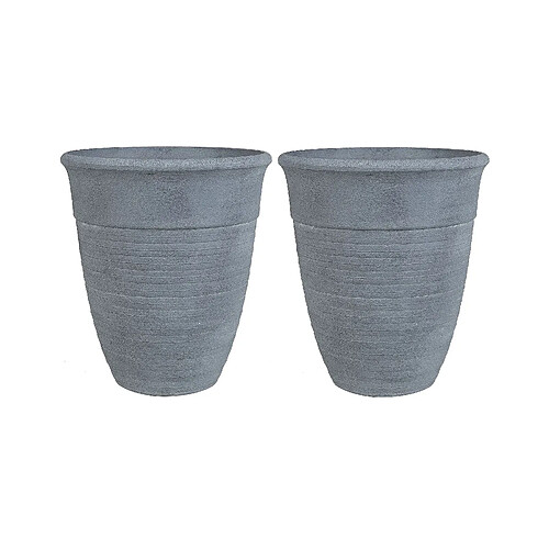 Beliani Lot de 2 pot de fleurs d 50 cm gris KATALIMA