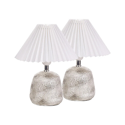 Beliani Lot de 2 lampes à poser en céramique gris clair ZEYI