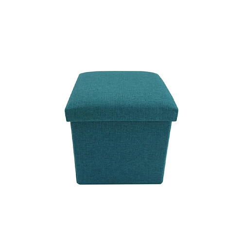 Mobili Rebecca Pouf Repose-Pieds Tabouret Bleu Clair Tissu Récipient 30x30x30