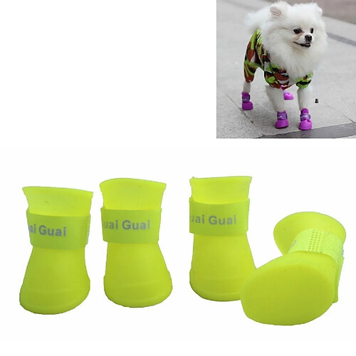 Wewoo Belles chaussures chien chiot couleur jaune bonbon de bottes en caoutchouc imperméables de pluie, S, taille: 4,3 x 3,3 cm